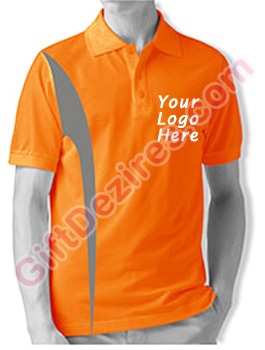 Designer Orange and Grey Color Company Logo Printed T Shirts